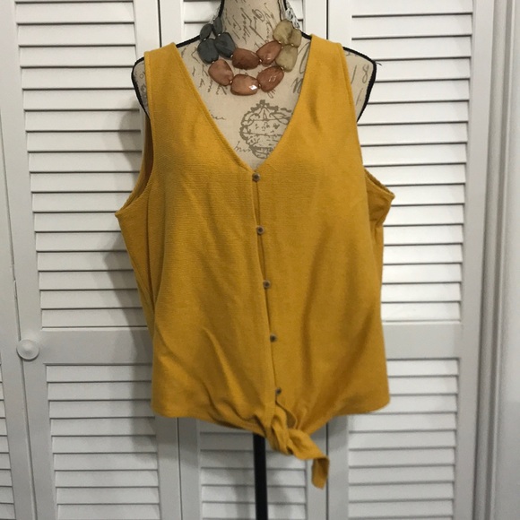 Madewell Button down Sleeveless Top w/Tie(2x,3x) - Picture 1 of 5